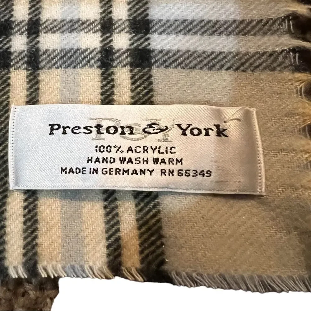 Preston & York Scarf Made in Germany Super Soft Fringe plaid blue/beige/black